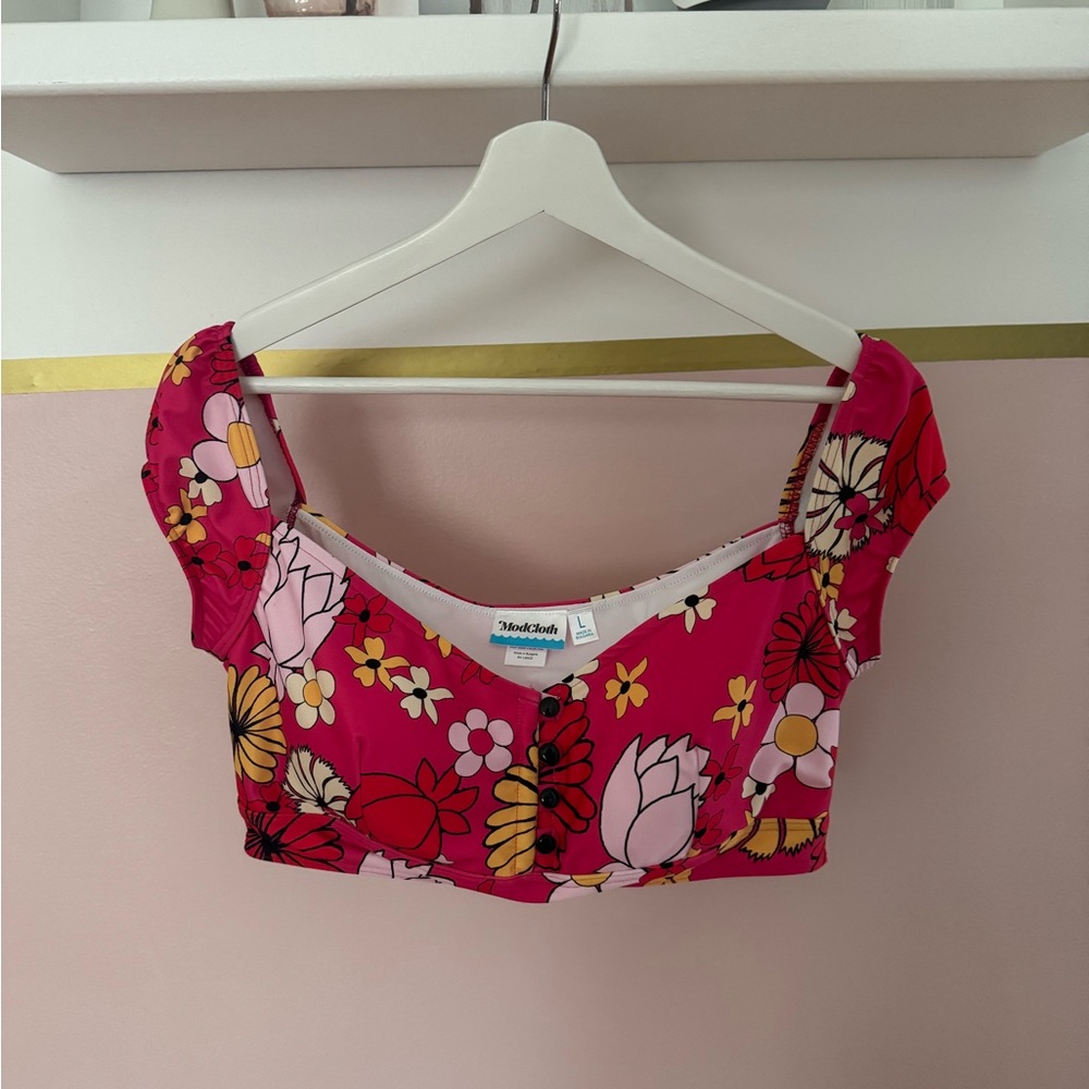 Modcloth Floral Swim Top